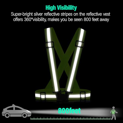 Reflective Vest Running Gear, 2Pack High Visible Safety VES for Cycling Jogging Running Walking, Adjustable for Men Women - color: Green
