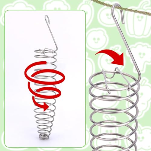 Mice Hanging Slow Feeder Vegetable Holders Stainless Steel Pets Cage Enrichment Foraging Toy for Ferret Bunny Squirrel Rat Parrot Bird (2PC)
