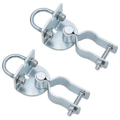 2 Pack T-Post Gate Hinge Kit, Heavy Duty 1-3/8" U-Bolt Clamps for T-Post & 1-3/8" Pipe - Farm Gate Hardware for Chain Link, Metal Post & Wood Gates