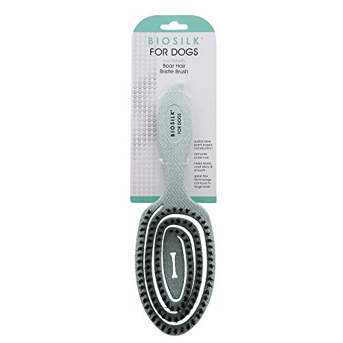BioSilk for Dogs Eco-Friendly Boar Hair Bristle Brush, Mint Green, Ergonomic Wide-Grip Handle, Removes Loose Hair and Debris, Gentle on Sensitive Skin, All Coat Types - size: 1 Count