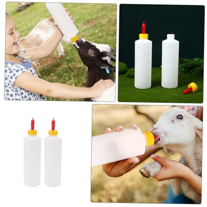 BESPORTBLE 2-Pack Small Animal Feeding Bottle Set PVC 8 Oz for Goat Lamb Piglets Farmhouse Use