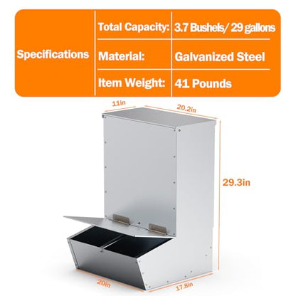 2 Door Hog Feeder, Heavy Duty Steel Piglets Feeder, 3.7 Bushels Pig Feeder, Livestock Feeder for Feeding up to 8 Pigs