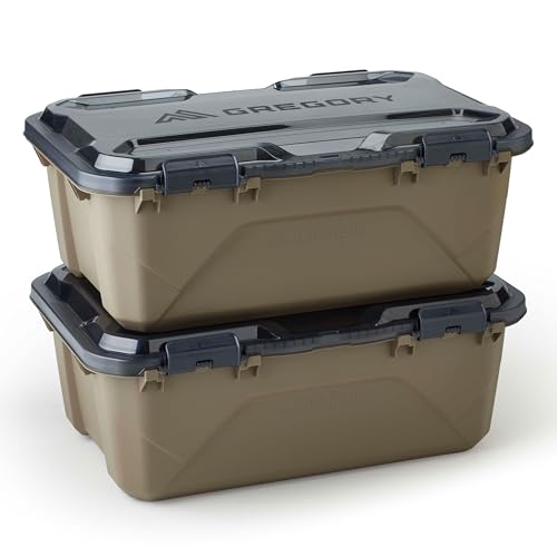 Gregory Alpaca 45L Waterproof Gear Organization/Camping Gear Box with Transparent Removable Lid, Mirage Tan, 2 Pack - color: Mirage Tan, size: 45L - 2 Pack