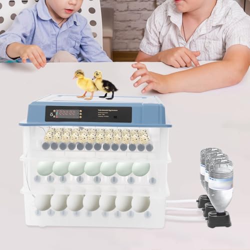 192 Eggs Incubator, Automatic Digital Poultry Hatcher with LED Display, 3-Tier Egg Turner for Chicken Duck Goose Eggs, Temperature & Humidity Control, Clear View Window