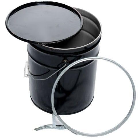 Air Sea Containers 5 Gallon Open Head UN Rated (Empty) Steel Drum (Black) - Perfect for Liquids, Adhesives, Paint, Inks, etc. - UN Rated 1A2/Y1.8/100