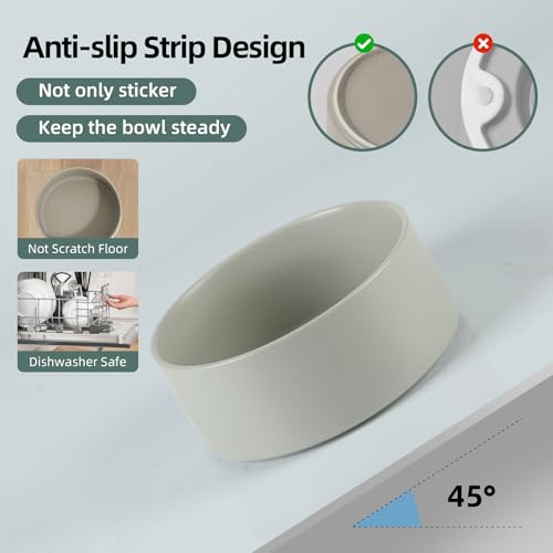 Havniva 6.1” Ceramic Dog Bowls, Dog Food and Water Bowl for Small & Medium Dogs, Durable Dog Water Bowl with Non-Slip Rubber Base Large Capacity Pet Feeding Bowl - color: Matte Gray, size: 6.1 Inch