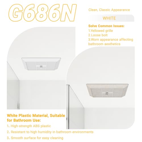 G686N Bathroom Vent Fan Grille/Cover Replacement, Compatible with Broan-NuTone Models 686, Durable White Exhaust Fan Cover (1 Pack - color: 1 Pack