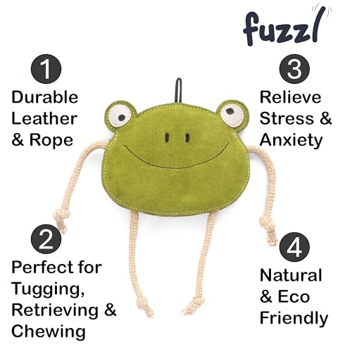 Fuzzl Eco Leather Lily Frog Natural and Tough Dog Toys - Dog Toy for Dogs and Puppy - style: Leather Frog