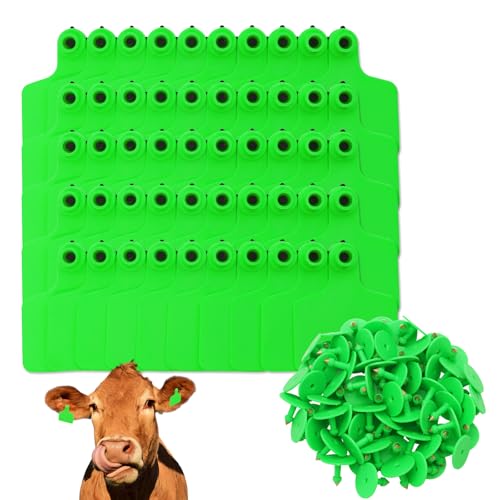 Blank Cattle Ear Tags 100 Pieces TPU Large Livestock Identification Tags for Sheep Cattle Calf Hog (Green) - color: Green