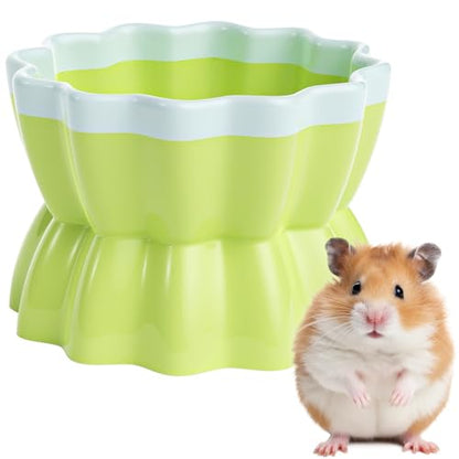 mini&moe Hamster Food Bowl - Ceramic Guinea Pig Bowl Anti-Turning Small Pet Food Feeding Dish for Rabbit Rat Gerbil Mouse Chinchilla - color: Green