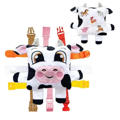 Buckle Toys Bessie Cow Learning Activity Toddler Toy | Plane Travel Essential, Develop Motor Skills, Problem Solving - color: Bessie Cow