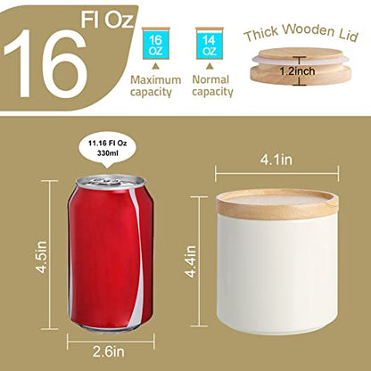 Sweejar Kitchen Canisters Ceramic Food Storage Jar, Stackable Containers with Airtight Seal Wooden Lid for Serving Ground Coffee, Tea, Sugar, Salt and More - 16 Fl Oz (Navy New) - color: Navy, style: 16 Fl Oz (4.1"x4.4")