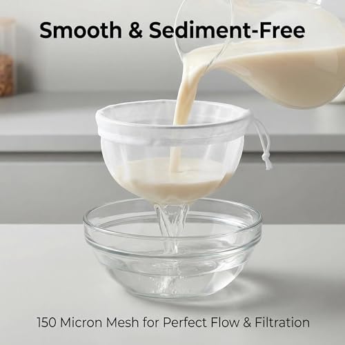 2 Pack 100 Mesh Food Grade Filter Bags - Reusable Fine Mesh Strainer Bag for Nut Milk, Soy Milk, Cold Brew Coffee, Greek Yogurt & Cheese Straining - Durable Nylon Food Strainer with Drawstring