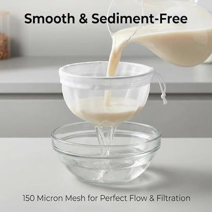 2 Pack 100 Mesh Food Grade Filter Bags - Reusable Fine Mesh Strainer Bag for Nut Milk, Soy Milk, Cold Brew Coffee, Greek Yogurt & Cheese Straining - Durable Nylon Food Strainer with Drawstring