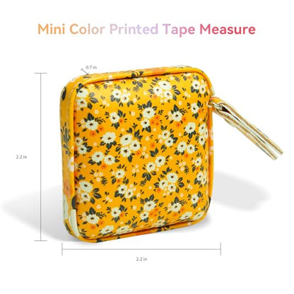 Mini Retractable Soft Tape Measure for Sewing, Cloth, Fabric & Body Measurements - Yellow Flower - color: Yellow flower