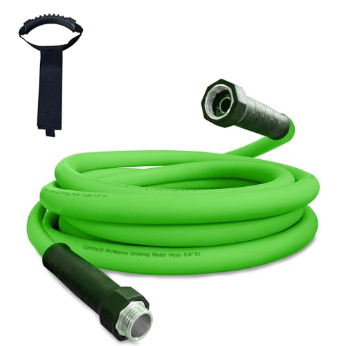 Cupohus 10FT RV Water Hose, 5/8" Extra Thick Wall Drinking Water Safe, Freeze Resistant Hot & Cold Weather, Kink Free Heavy Duty Flexible Hose with Storage Bag for Camper Travel Trailer Boat – Green - color: Green, size: 10FT
