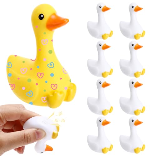 10 Pcs Mini Rubber Geese Bulk with Squeaky Sound 2.34 Inch One Silly Goose Decorate Your Own Rubber Geese for Games, Cruise Ship
