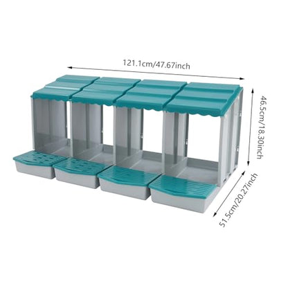 Chicken Nesting Box, 4 Compartment Hen Laying Boxes with Egg Collection, Wall Mountable Roll Away Nest, Heavy Duty Chicken Coop Laying Box for Home, Outdoor, Farm, Backyard (Green+Grey) - color: Green+Grey