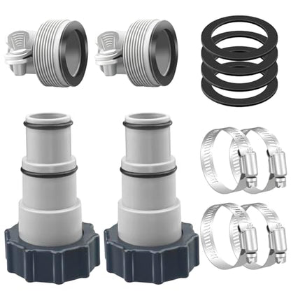 4 Pack Pool Hose Adapter, 1.5" to 1.25" Pool Hose Connector with Clamp and Washer for Intex Threaded Connection Pump Hoses Above Ground Pools Accessories