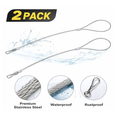 2 Pack Gate Latch Cable Pull, Heavy Duty Stainless Steel Gate Opener Cable, Rust-Proof Fence Latch Release Cord Replacement for Outdoor Wooden Fences, Yard & Garden Gates - size: 2 Pack