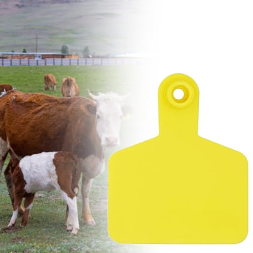 Blank Cattle Ear Tags for Farms/Pastures, Waterproof Livestock Plastic Cattle Identification Ring, Sheep Ear Tag Kit 1-100 Number Plastic Livestock Lug Tag(Yellow,Cow) - color: Yellow, size: Cow