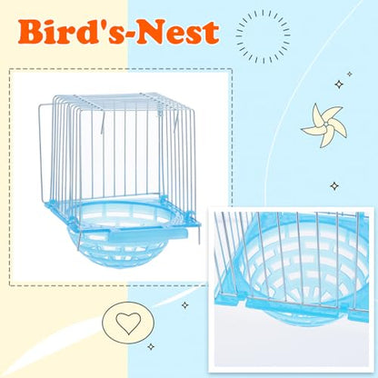 4 Pack Bird Hatching Nest Canary Cage Breeding Nest Parrot Shelter Bowl Pearl breeding Box with Barbed Wire Partition