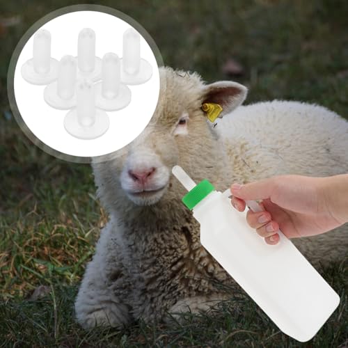 Totority Goat Bottle Nipples 6 Pack Sheep Feeder Nipple Replacements for Lambs Calves and Newborn Livestock Silicone Nursing Bottle Teats with Milk Flow Valve for Barn Feeding