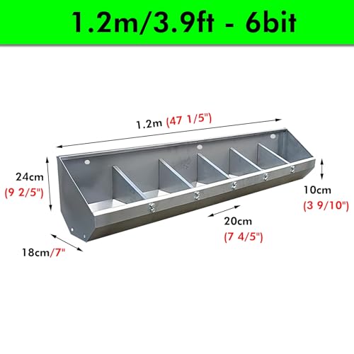 Stainless Steel Pig Food Trough for 5 6 8 10 Bit Piglet, Portable Livestock Feeding & Watering Supplies, Patio Sheds Pen Farms Pasture Pigs Feeder Hold Hay Feeds(1.2m/3.9ft 6bit) - size: 1.2m/3.9ft 6bit