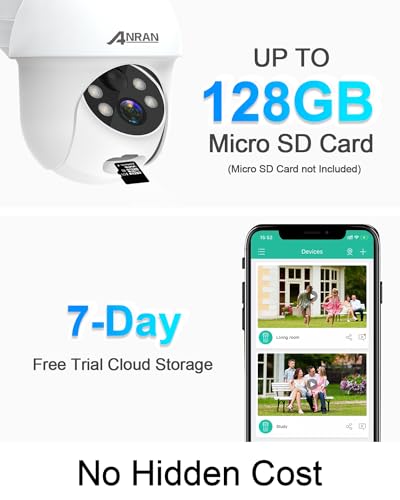 ANRAN Security Camera Wireless Outdoor, 2K Solar Outdoor Camera with 360° View, Smart Siren, Spotlights, Color Night Vision, PIR Human Detection, Pan Tilt Control, 2-Way Talk, IP65, Q1 White - color: White