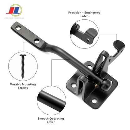 Small Black Gate Latch, Self-Locking Gravity Latch for Metal Gates & Wooden Fences, Heavy Duty Outdoor Fence Lock with Latch Lock, Easy Install Hardware for Garden, Yard, Pet Gate - size: Lightweight door