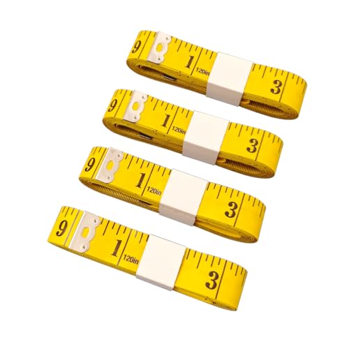 4 Pack Soft Tape Measure Double Scale 120-inch/300cm, Fabric Craft Tape Measure & Medical Body Measurement, Sewing Flexible Vinyl Ruler & Measuring Tape for Body Weight Loss (Yellow120Inch) - color: Yellow