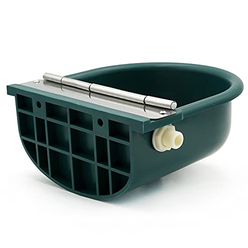 MINYULUA Automatic Waterer Bowl Large Horse Waterer with Float Valve | Automatic Water Feeder Dispenser Bowl, with Drain Plug, Plastic Material, Widely Used, Easy to Clean, Easy to Install, Green - color: dark green