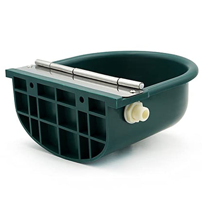 MINYULUA Automatic Waterer Bowl Large Horse Waterer with Float Valve | Automatic Water Feeder Dispenser Bowl, with Drain Plug, Plastic Material, Widely Used, Easy to Clean, Easy to Install, Green - color: dark green