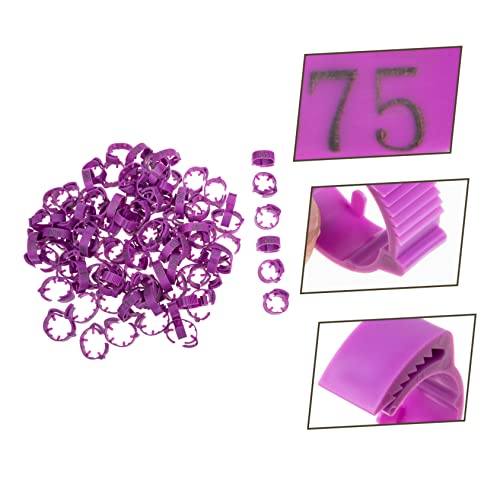 Kisangel 100pcs Chicken Leg Bands Numbered Leg Rings for Poultry Easy Identification Lightweight - color: Purple