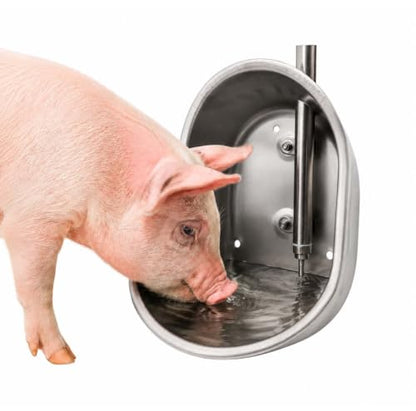 Large Stainless Steel Hog Waterer Bowl, Automatic Livestock Waterer with 1/2" Female NPT Connection, Heavy Duty 304 Stainless Steel Drinking Bowl for Pigs, Hogs, Swine and Farm Animals