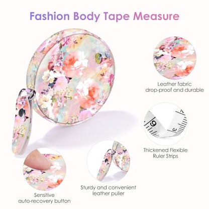 Sewing Tape Measure，Colour Printed Small Retractable Soft Measuring Tape for Tailor Cloth Fabric Body Measurements. - color: Pink Flower