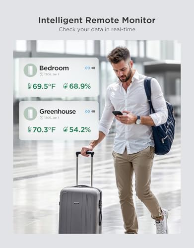 GoveeLife 2.0 WiFi Hygrometer Thermometer 6 Pack, Smart Humidity Temperature Sensor with App Notifications, Temperature Humidity for Bedroom, Wine Cellar, Basements（Only Support 2.4G Wi-Fi - style: BT Gateway + 6 Sensor