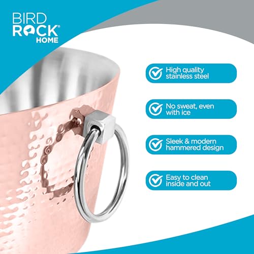 BIRDROCK HOME Hammered Stainless Steel Copper Beverage Tub with Handles - Double Wall Insulated 3 Gallons - Metal Drink Cooler & Ice Bucket for Parties - Outdoor Aluminum Holder for Bottles & Soda - color: Copper