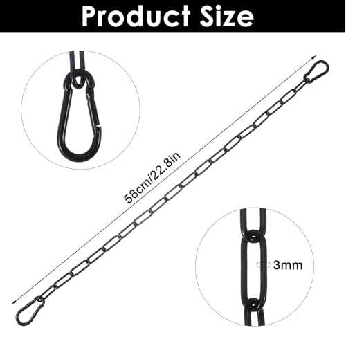 Gate Chain Lock with Carabiners, 20'' Black Metal Gate Locks for Outdoor Fence Pet Cage Backyard Chain Lock Planter Hanging Garden Yard Farm Use