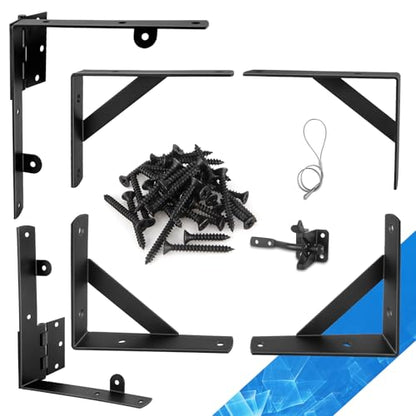 Anti Sag Gate Kit - Gate Hardware Kit - Fence Gate Kit Heavy Duty Gate Frame Kit, Adjustable Gate Corner Brace Bracket with Self-Locking Gate Latch for Wooden Fences, Shed Doors