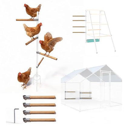 4pack Chicken Roosting Bars with Conectors, Adjustable & Replaceable Wood Bar (13" L) - size: 4pack Bars