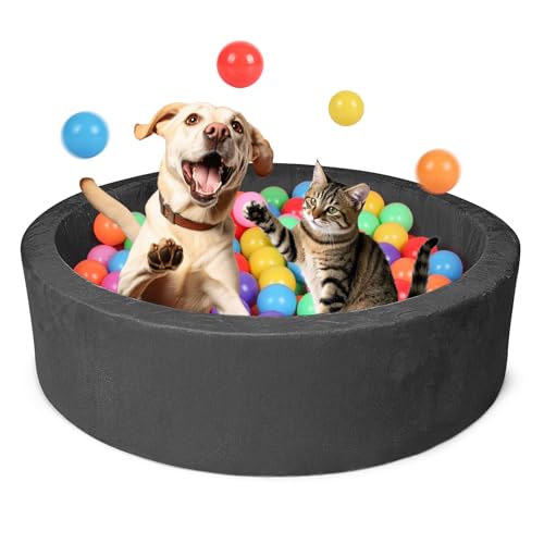 Pet Beds, 27.5 Inch Round Foam Sof Dog Beds，Suitable for Small Dog & Cat Play in The Ball Pit，Black - Ideal for Puppies and Kittens（Balls Not Included）... - color: Black