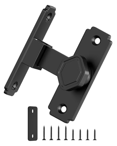 90 Degree Barn Door Lock, Small Sliding Barn Door Latches, Rust-Proof Sliding Gate Latch Lock for Garden, Bathroom, Cabinet, Pet Cage, Window, Shed (Black-1PC) - color: Black-1PC