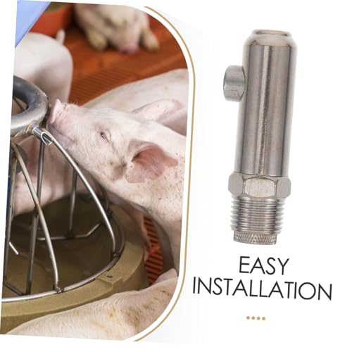 BESPORTBLE Stainless Steel Pig Waterer Nipple Dispenser Splash Design for Clean Drinking Automatic Water Feeder for Livestock Farms and Piglets