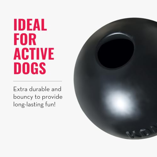 KONG Extreme Ball with Hole - Fetch Toy - Durable Dog Toy for Training, Interactive Playtime & More - Natural Extreme Rubber Ball - Black - for Medium/Large Dogs - size: Medium
