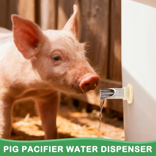 3 PCS Pig Nipple Waterer for Barrel Kit Automatic Waterer System, Stainless Steel Pig Drinker Feeder with Water Tank Connector Kit, Fitting for Piglets Goat(Silver)