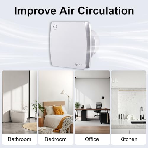 4 Inch Exhaust Fan, 56CFM Wall Mount Bathroom Exhaust Fan with Timer and Backdraft Damper, Quiet Window Mount Extractor Ventilation Fan for Bathroom Kitchen Garage, 12W, White - style: Timer-without Plug