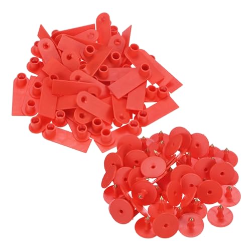 M METERXITY 50-Pack Sheep Ear Tags, Plastic Blank Livestock Ear Tags for Cows/Sheep/Cattle/Pig, Farm Animal Identification Markers [Red] - color: Red