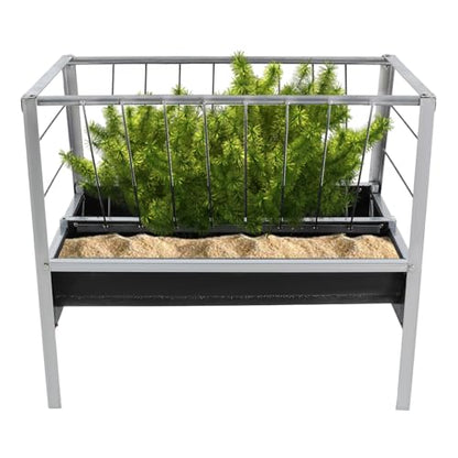 Livestock Feed Trough, Large Galvanized Livestock Feed Trough, Must-Have Galvanized Double-Sided Goat, Sheep, Cattle & Horse Feeder Ease of Assembly in Farm Outdoor for Sheep, Calf, Cow and Horse