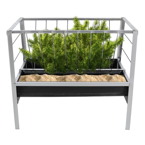 Livestock Feed Trough, Large Galvanized Livestock Feed Trough, Must-Have Galvanized Double-Sided Goat, Sheep, Cattle & Horse Feeder Ease of Assembly in Farm Outdoor for Sheep, Calf, Cow and Horse